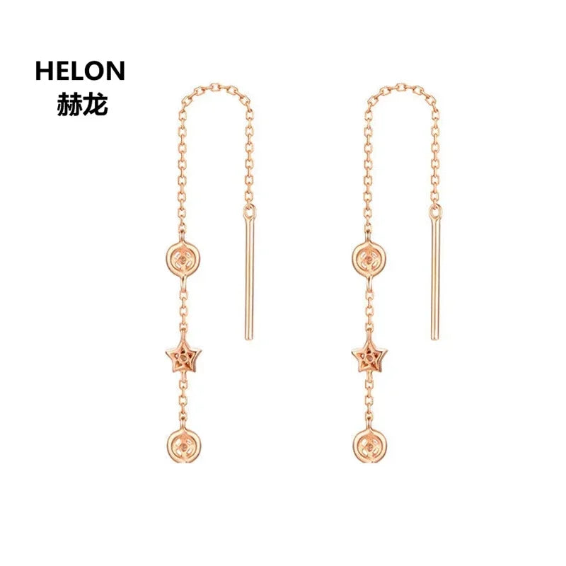 18k Rose Gold Natural Diamond Drop Earrings for Women