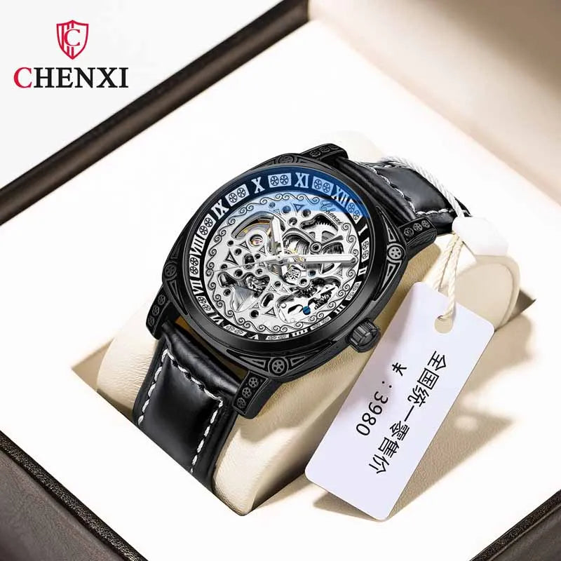 Stainless Steel Skeleton Design Automatic Luminous Men's Watch