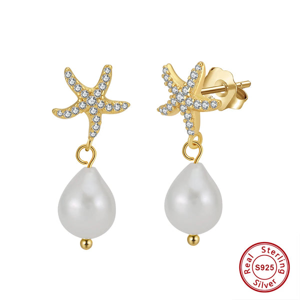 925 Silver CZ Stars Dangle Earrings For Women