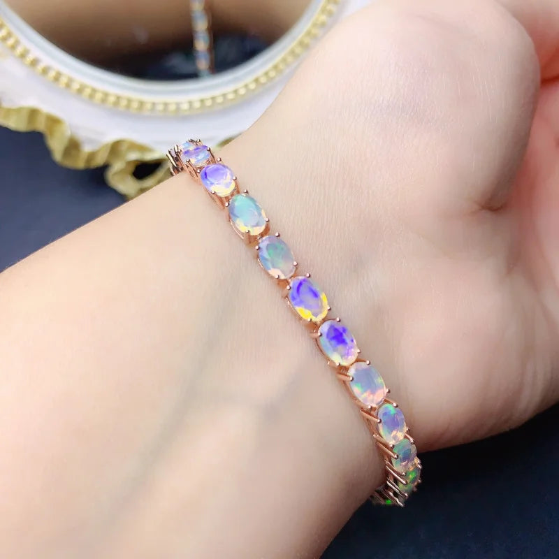 Sterling Silver Fire Opal Bracelet