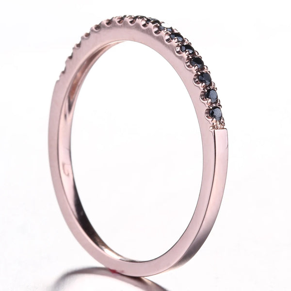 18k Rose Gold Black Diamond Half Eternity Ring for Women