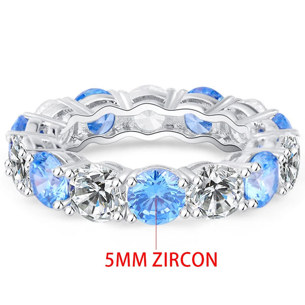 925 Silver 5mm Zircon Sparkling Ring for Women