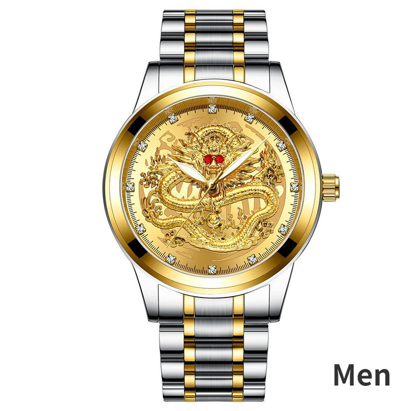 Gold Dragon Phoenix Couple Watches