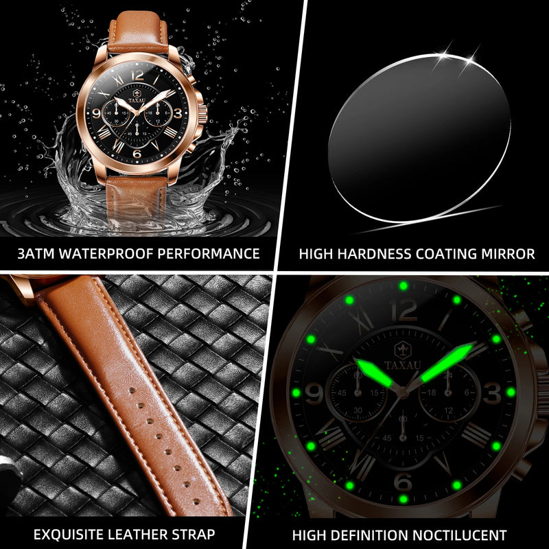 Quartz Leather Multifunction Watch for Men