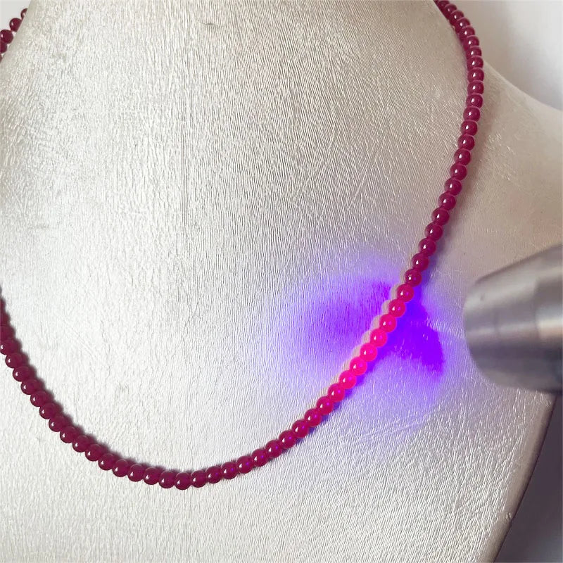 Sterling Silver 4mm Red Ruby Necklace for Women