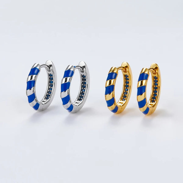 Sterling Silver Colorful Epoxy Resin Hoop Earrings for Women