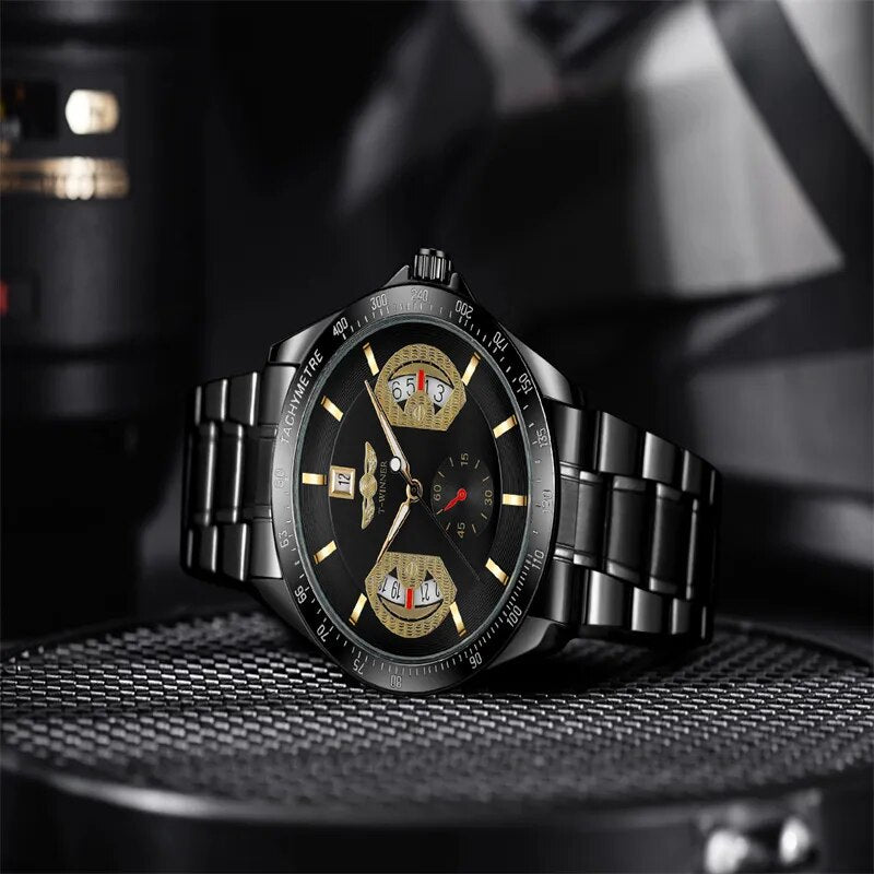 Stainless Steel Automatic Mechanical Tourbillon Watch for Men