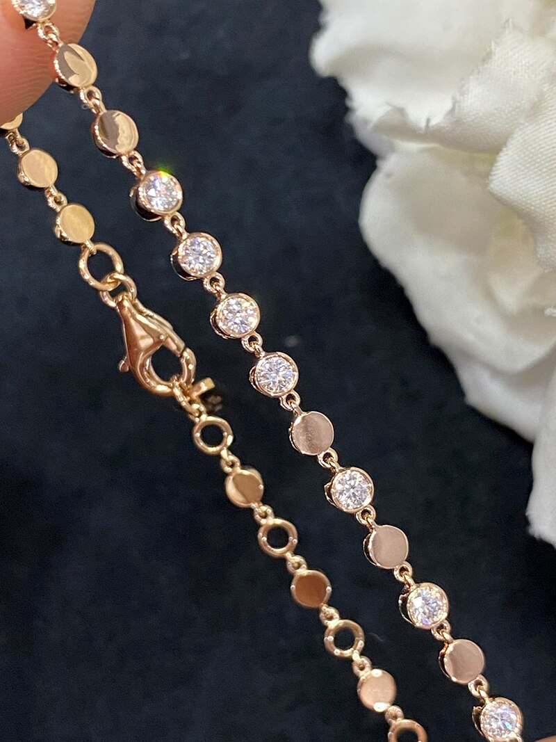 18K White or Rose Gold Real Natural Diamond Bracelet for Women