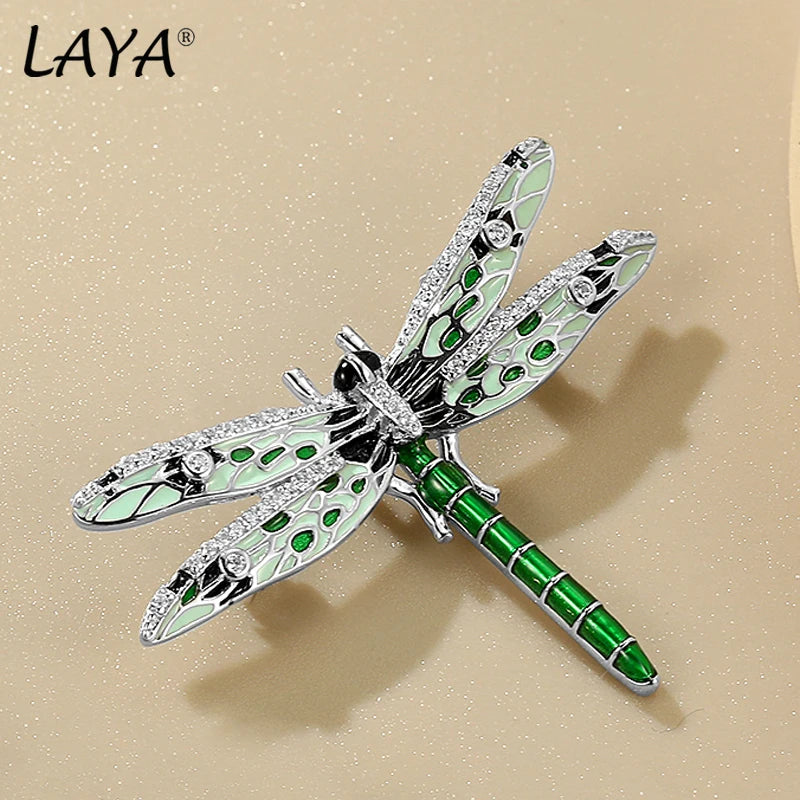 925 Sterling Silver Dragonfly Brooch with Colorful Enamel for Women