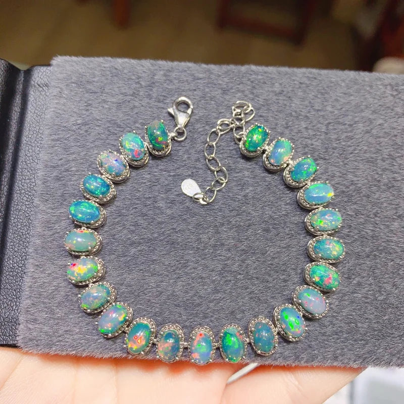 Sterling Silver Black Opal Bracelet for Women