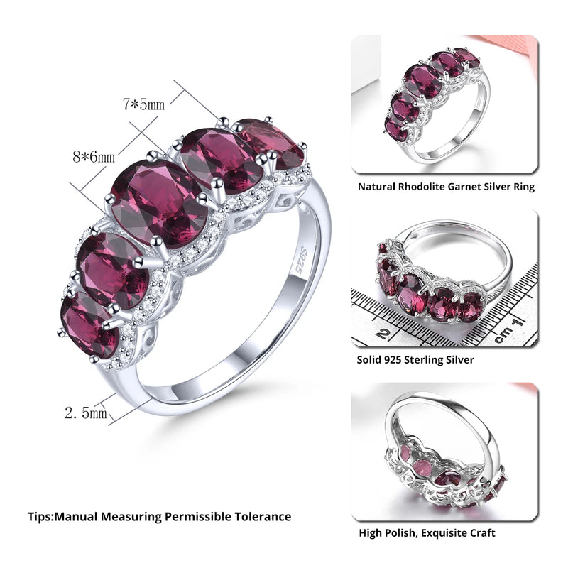 Sterling Silver 4.5 Carat Rhodolite Garnet Ring for Women