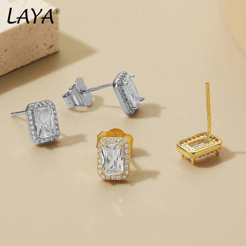 18K Gold Sparkling Zircon Stud Earrings for Women