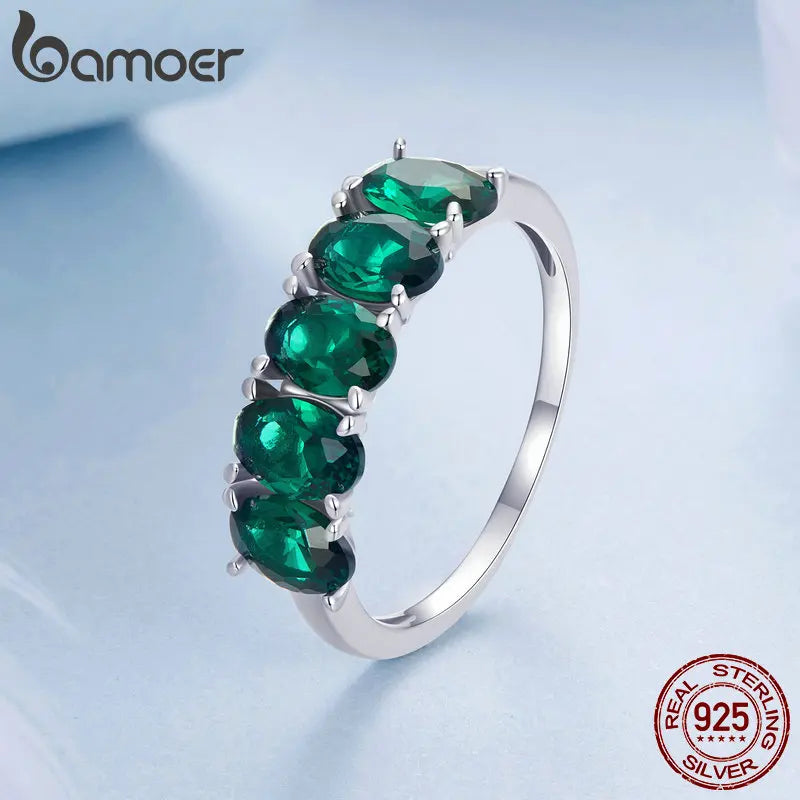 Sterling Silver Green Zircon Ring for Women