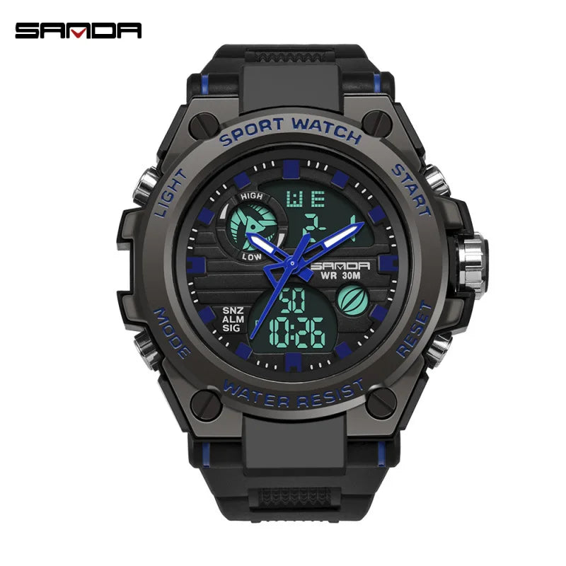 Stainless Steel Fashion Digital Watch with Backlit, Alarm, Stopwatch, and Timer for Men