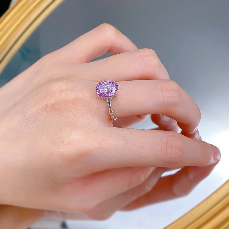 Sterling Silver Amethyst Engagement Ring for Women