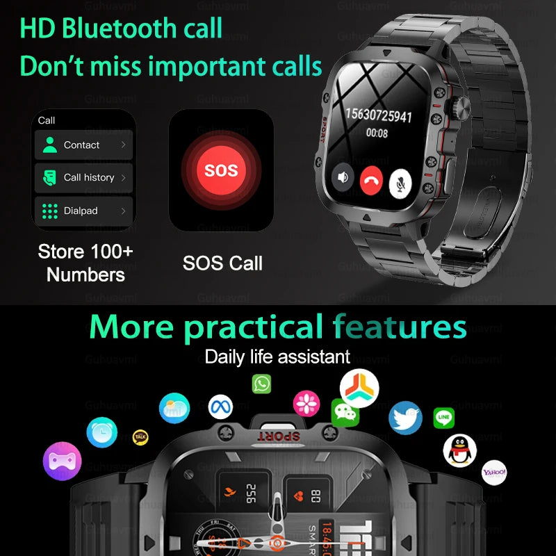 Stainless Steel Smartwatch with Bluetooth Calling, Heart Rate Monitoring and IP68 Waterproofing for Men