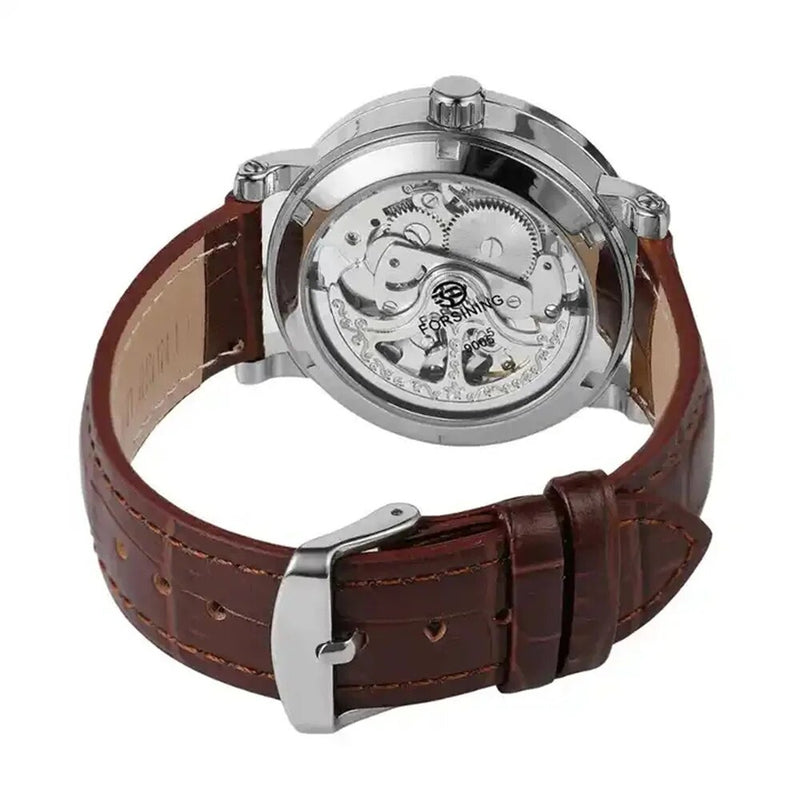 Stainless Steel Leather Skeleton Hollow Watch for Men