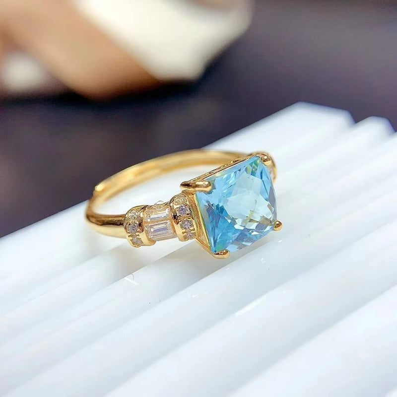 925 Sterling Silver Sky Blue Topaz Ring for Women