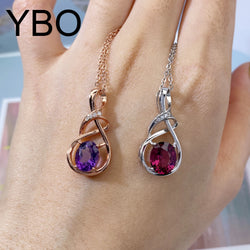 Sterling Silver Pyrope Amethyst Necklace For Women