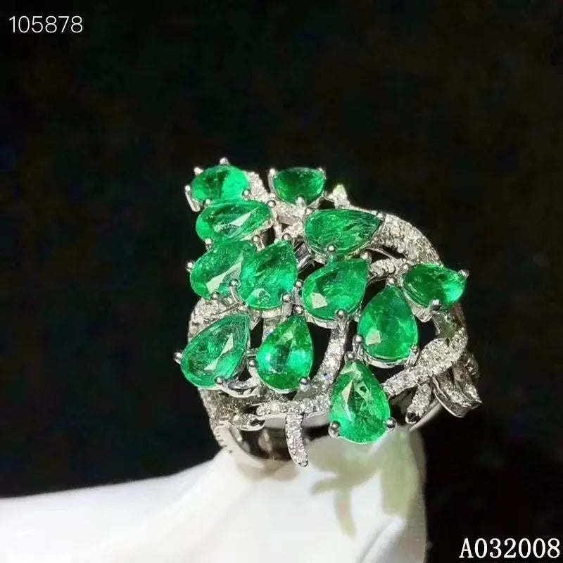 Sterling Silver 0.20ct Emerald Engagement Ring for Woman