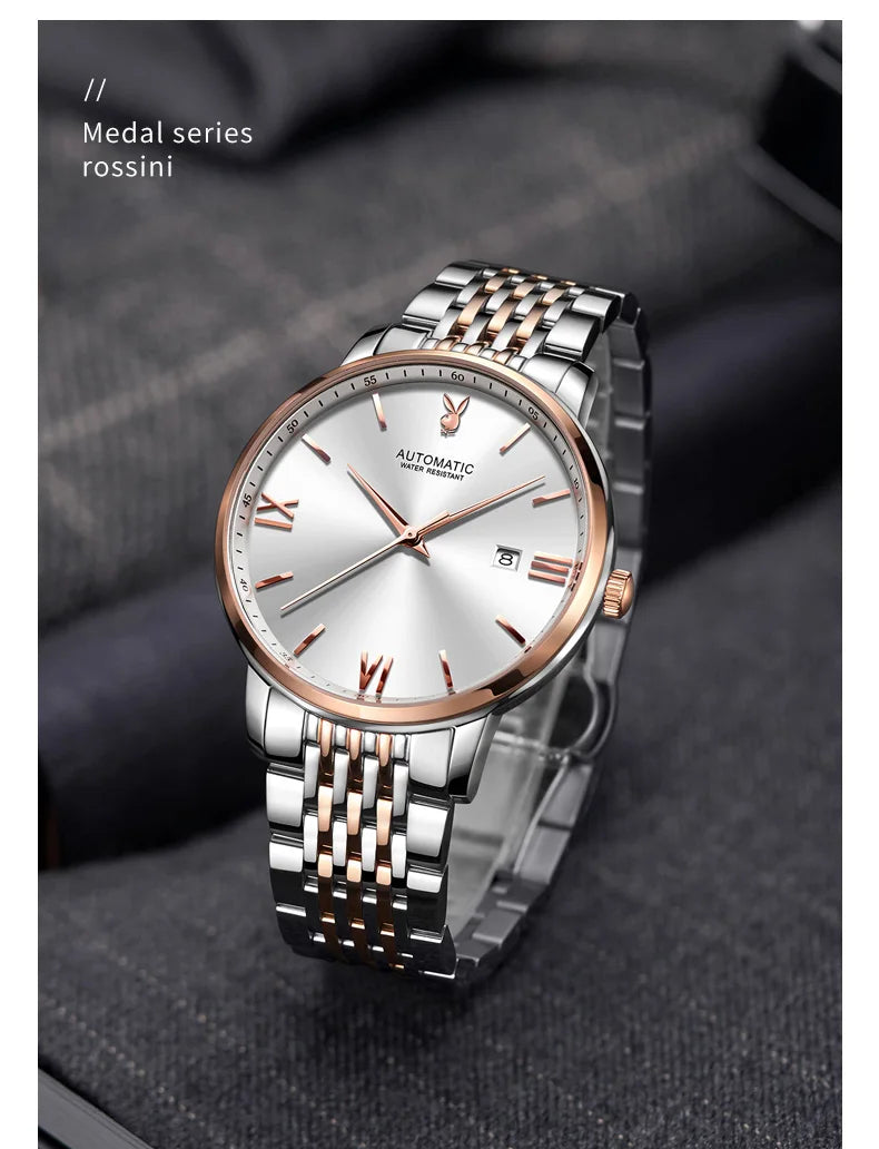 Stainless Steel Automatic Mechanical Watch for Men