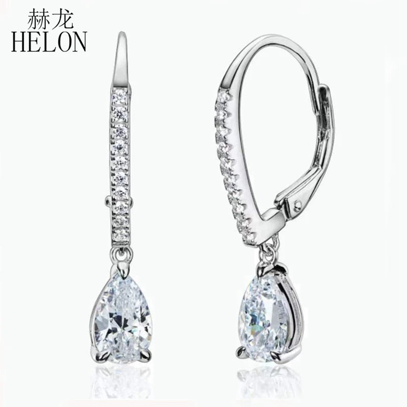 18k White Gold Moissanite Drop Earrings for Women