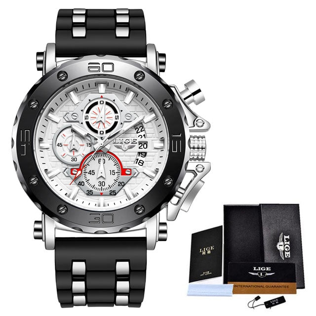 Stainless Steel Silicone Chronograph Date Luminous Watch for Men