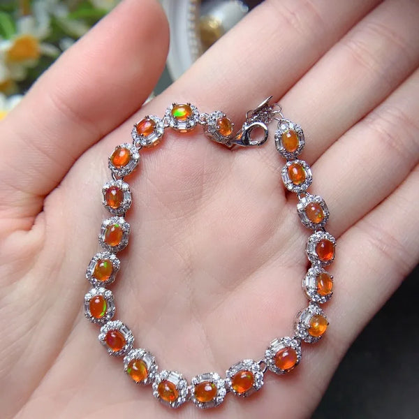 sterling silver fire opal bracelet