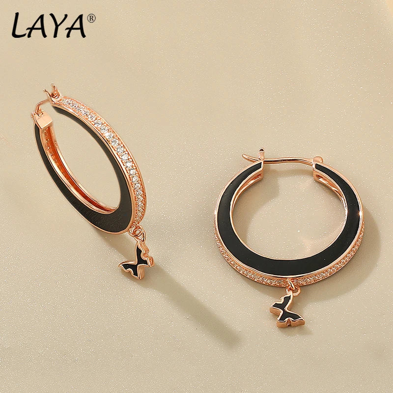 Sterling Silver Oval Enamel Earrings for Women