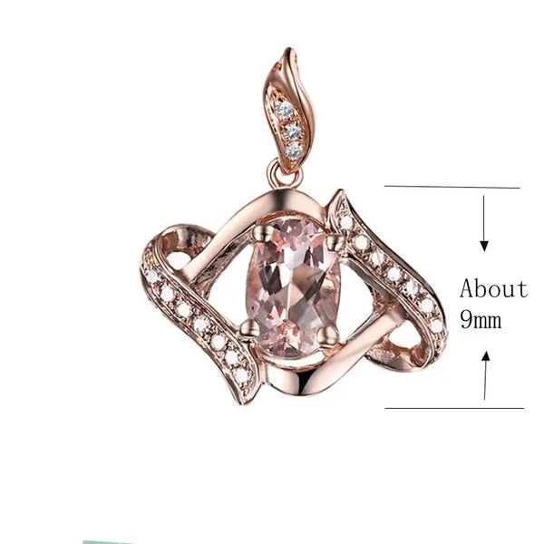 14K Rose Gold Natural Diamonds 0.25ctw Morganite 6x4mm Pendant for Women