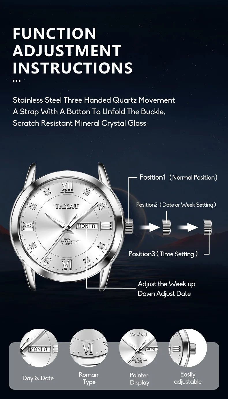 Stainless Steel Quartz Classic Watch for Men