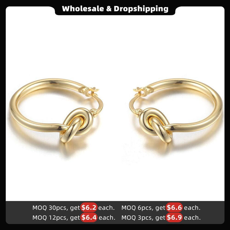 Enfashion Wholesale Classic Knot Hoop Earrings Gold color Earings Round Earrings For Women Jewelry oorbellen ohrringe