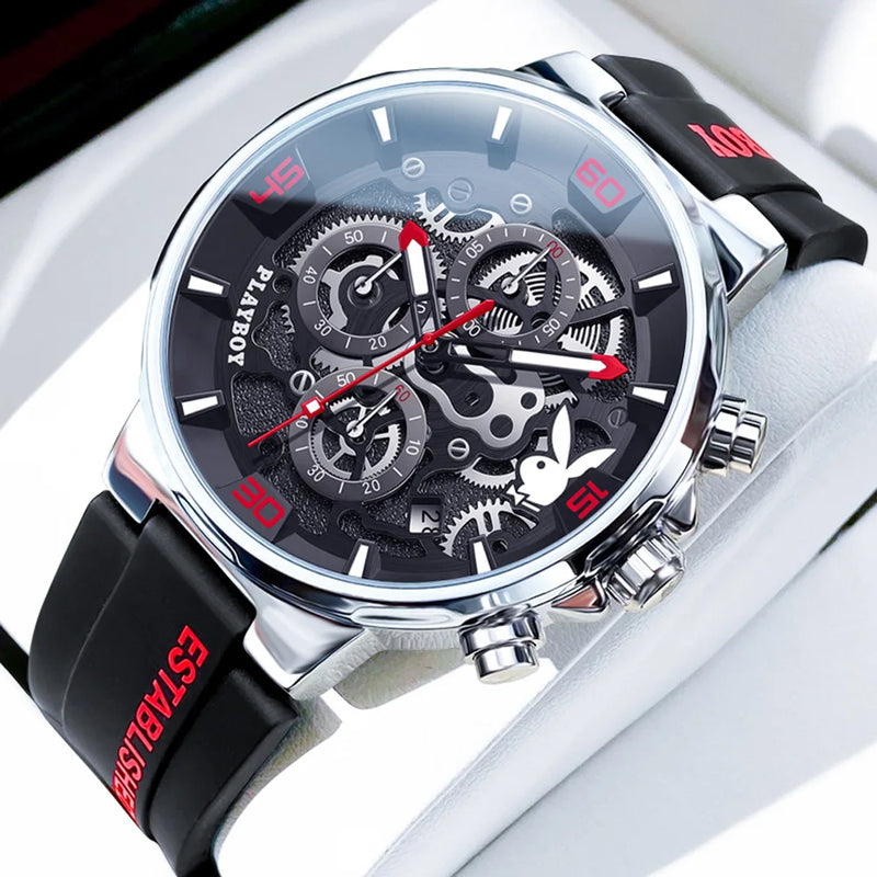 Stainless Steel Silicone Luxury Waterproof Luminous Watch for Men