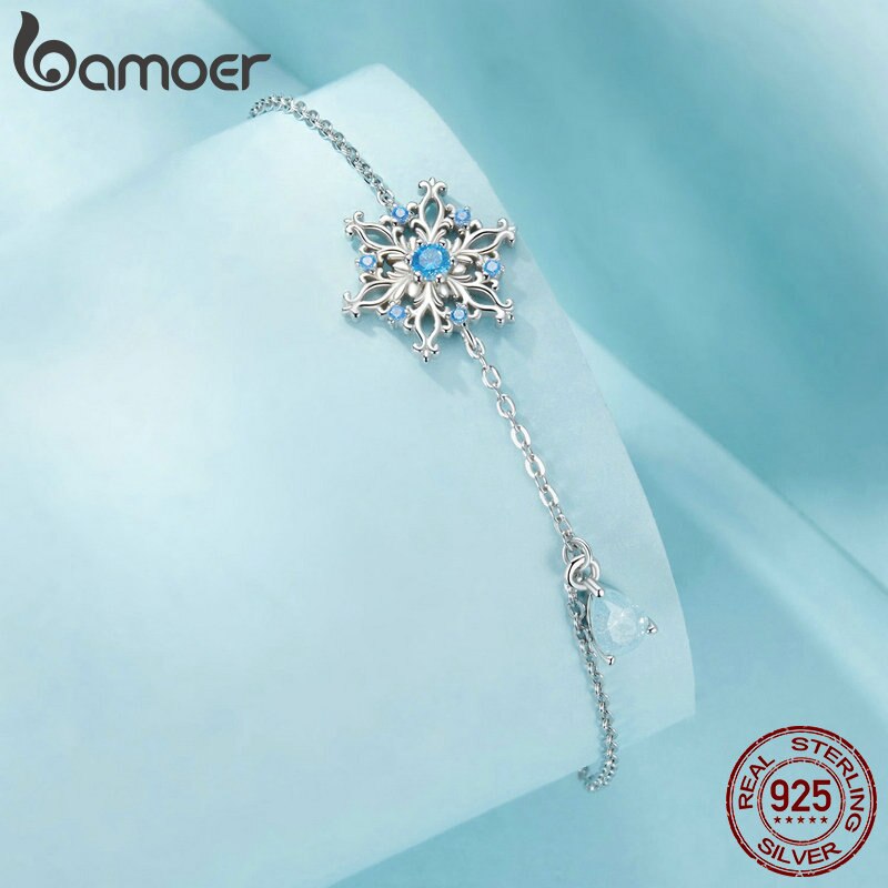 Sterling Silver Snowflake Bracelet, Ice Flower Chain for Women