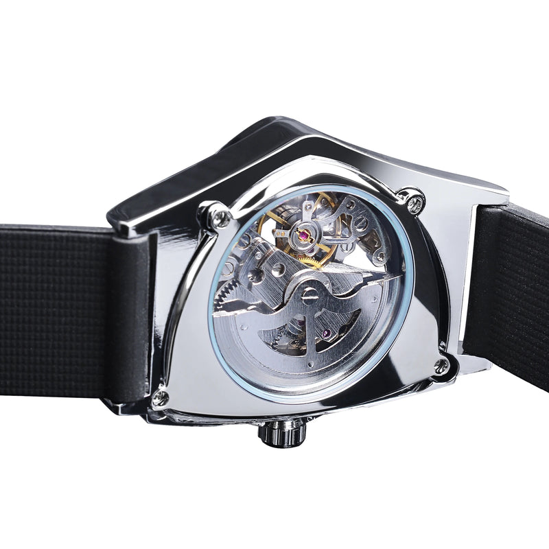 Stainless Steel Transparent Triangle Mechanical Automatic Luminous Wristwatch for Men