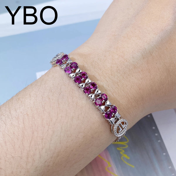 Sterling Silver Purple Garnet Tennis Bracelet for Women