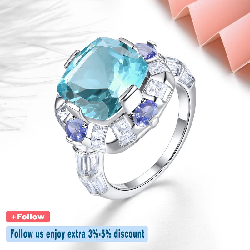 Sterling Silver 9.8ctw Topaz & Tanzanite Ring for Women