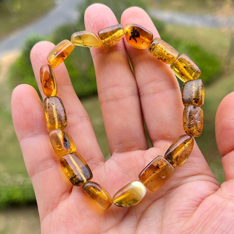 Sterling Silver Natural Amber Bracelet for Unisex