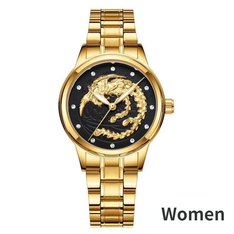 Gold Dragon Phoenix Couple Watches