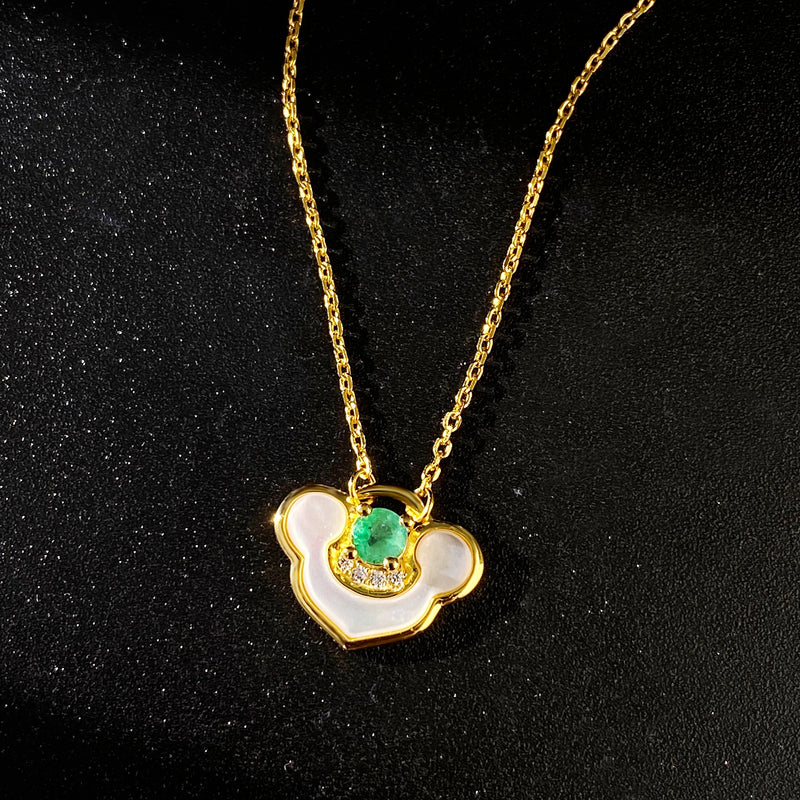 18K Gold Plated Sterling Silver Emerald Pendant Necklace for Women