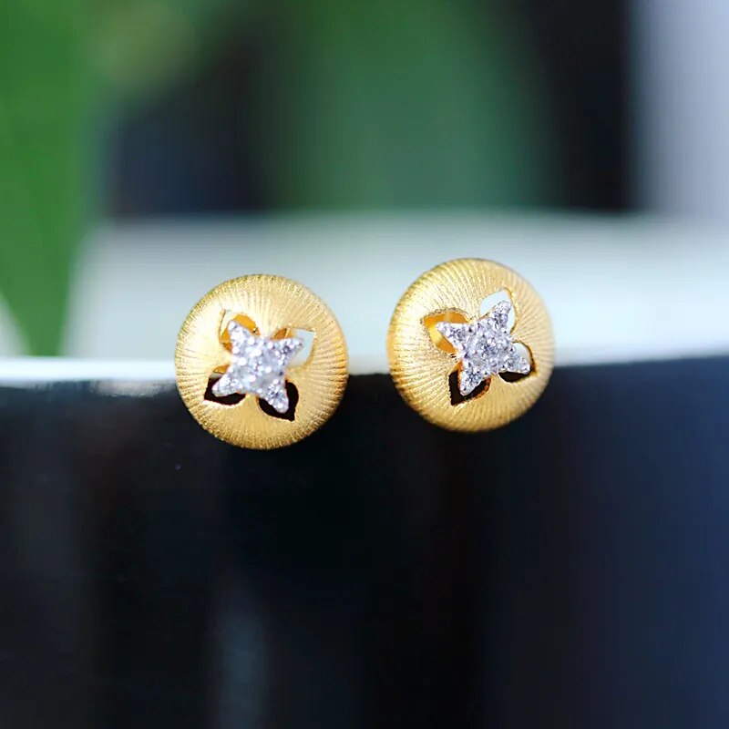 925 Sterling Silver Gold Plated Four Leaf Clover Stud Earrings for Women