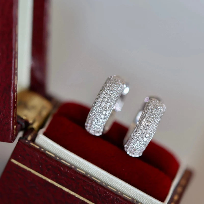 18K White Gold Diamond Hoop Earrings for Women 0.30ct