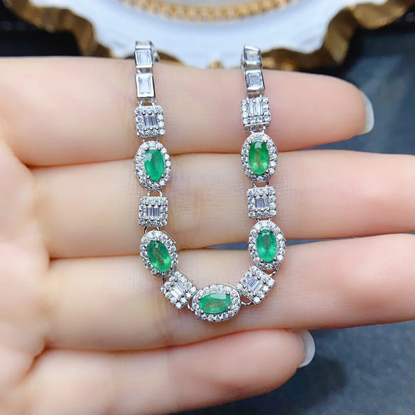 Sterling Silver Emerald Bracelet for Women