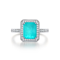 Sterling Silver Synthetic Paraiba 3.16ctw Ringfor women.