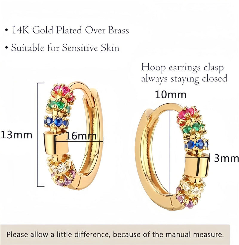 Gold Plated Earrings, Colorful, Clip-on, 13x16mm for Woman