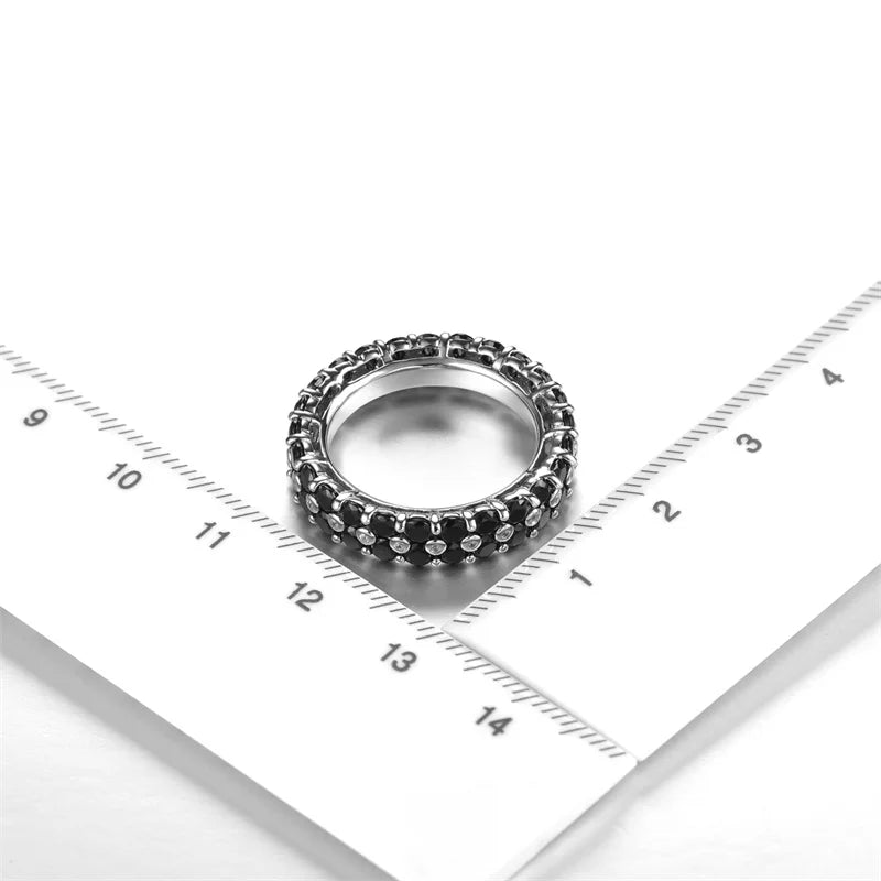 925 Silver Black Spinel Eternity Ring for Women