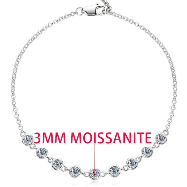 Sterling Silver 3mm Moissanite Bracelet for Women