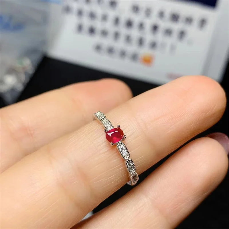 Sterling Silver Natural Ruby Sapphire Emerald .75ctw Adjustable Wedding Ring for Women