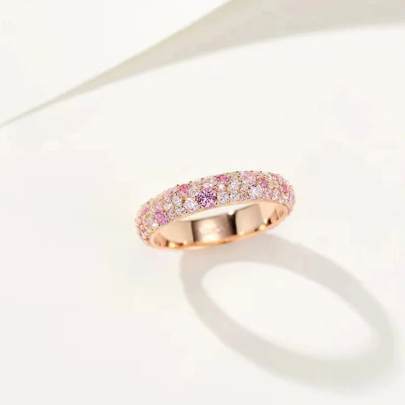 925 Sterling Silver Lab Sapphire Cocktail Rose Gold Ring for Women