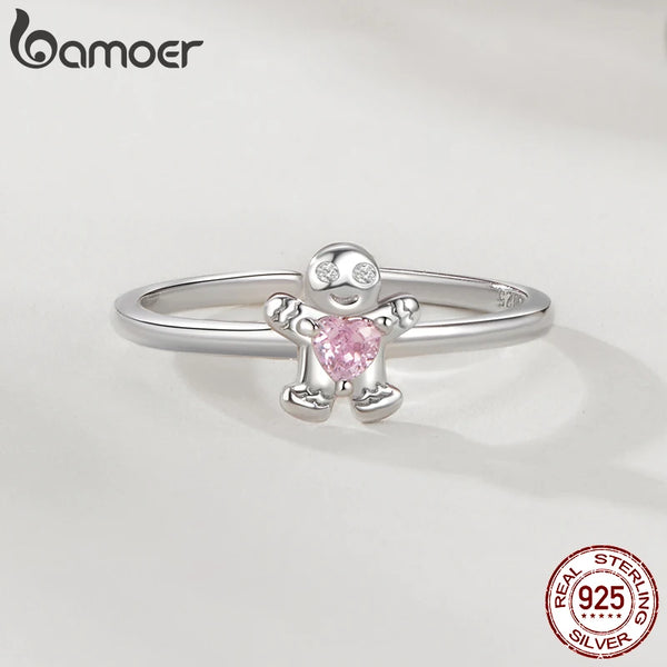 925 Sterling Silver Gingerbread Man Ring for Women